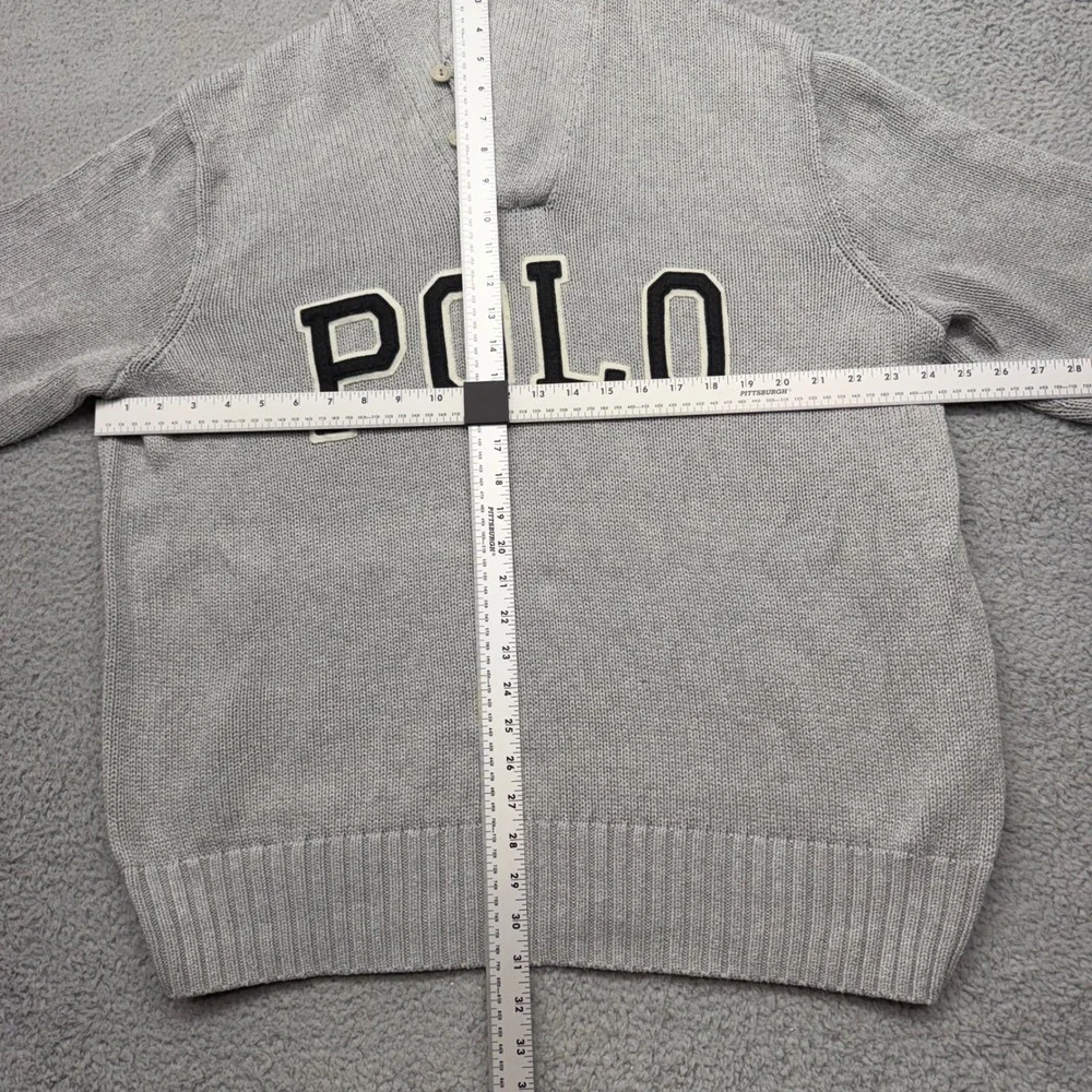 Polo Ralph Lauren Mens XXL Gray Shawl Collar Varsity Spellout Pullover Sweater